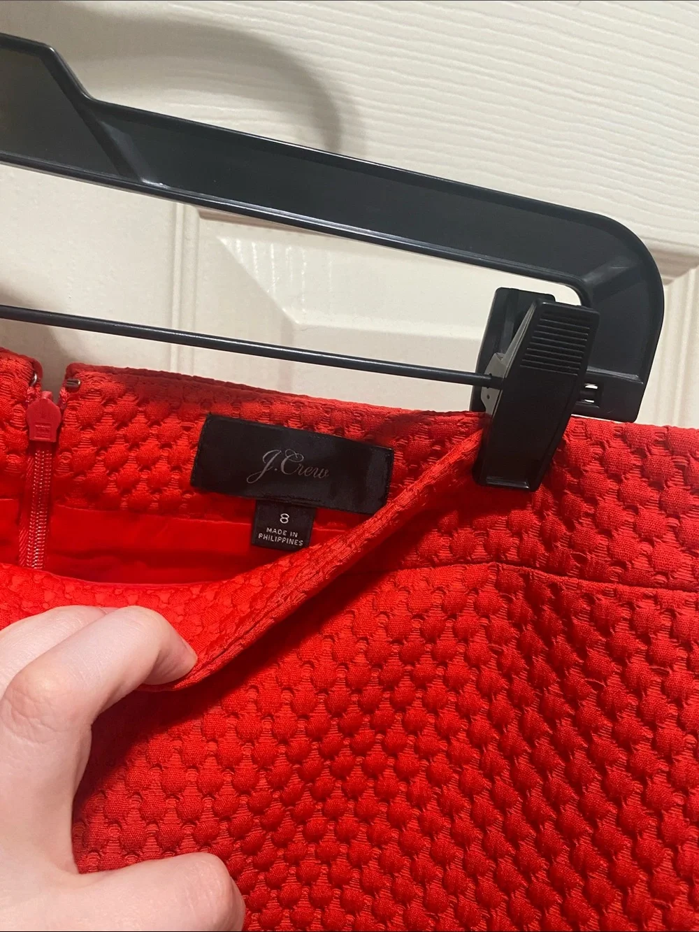 J. Crew Red Textured Pencil Skirt